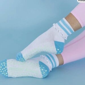 Pilates Honey Blue Foldover Grip Socks